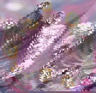 12CT PURPLE AMETHYST LEAF TOPAZ STERLING RING: 12ct purple amethyst leaf and white topaz sterling silver ladies ring.Stone Type: AssortedWeight: 9.60 GramsSize: US 8Condition: New.