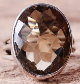 15X19MM BROWN CITRINE STERLING SILVER LADIES RING