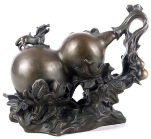 BRASS FENG SHUI WU LOU (GOOD LUCK GOURD) STATUE