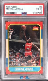 1986 FLEER MICHAEL JORDAN ROOKIE CARD #57 PSA 4