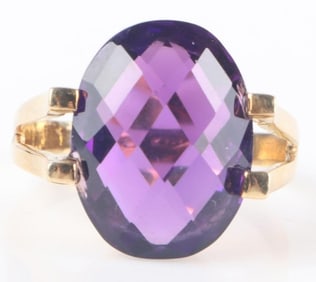 12CT AMETHYST LADIES COCKTAIL RING IN 18K GOLD