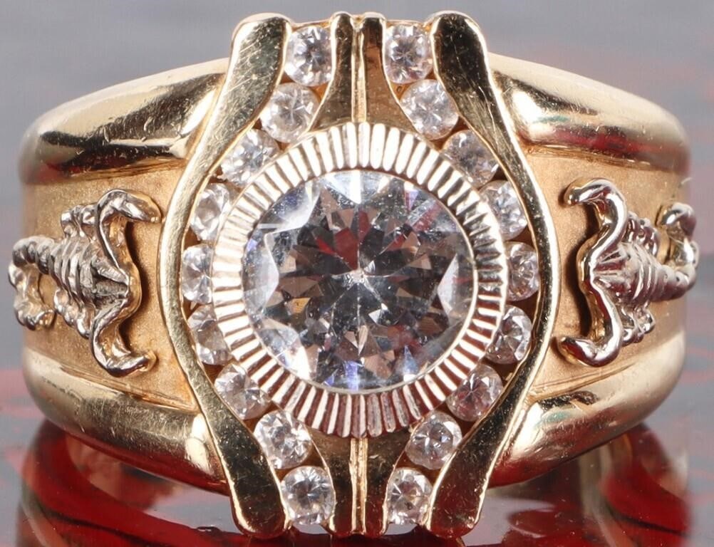 14K YELLOW GOLD CZ SCORPION MEN'S RING (1 of 4)