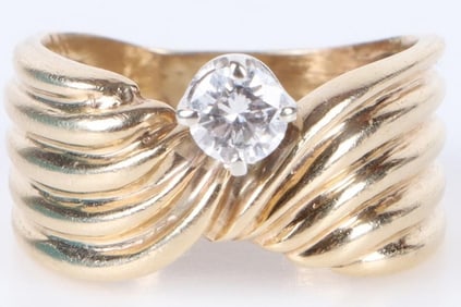 NATURAL 0.33CT DIAMOND ROUND SOLITAIRE 14K RING