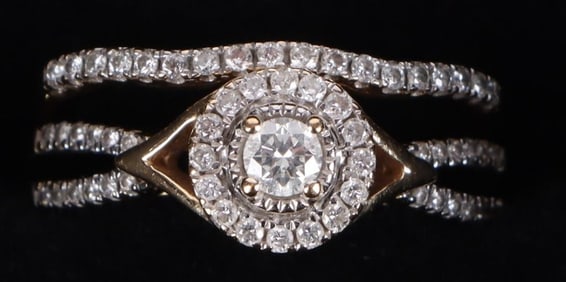 14K YELLOW GOLD DIAMOND LADIES WEDDING RING SET