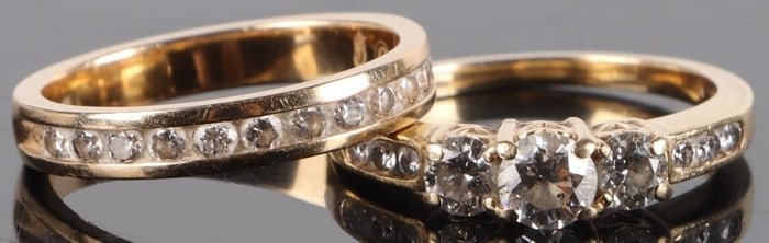 14K GOLD LADIES RINGS W/ DIAMONDS .24CTW/1.55CTW-2