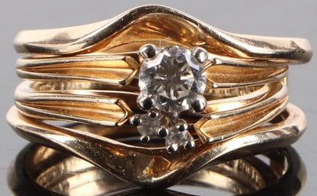 0.35CTW DIAMOND 14K YELLOW GOLD LADIES BRIDAL SET