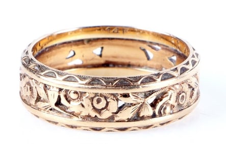 ANTIQUE ART DECO 14K GOLD FLORAL LADIES RING