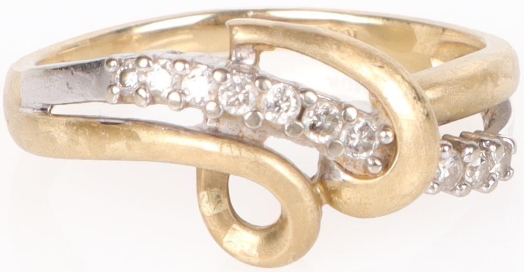 10K YELLOW GOLD OPEN HEART DIAMOND LADIES RING (1 of 3)