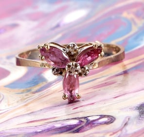 ANTIQUE 10K GOLD MARQUISE CUT RUBY LADIES RING