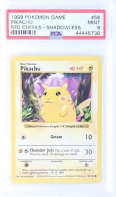 SHADOWLESS PIKACHU PSA 9 RED CHEEKS VERSION RARE