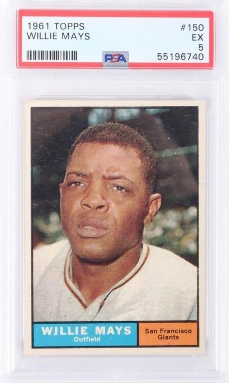 1961 TOPPS WILLIE MAYS #150 BASEBALL PSA GRADED 5 (1 of 3)