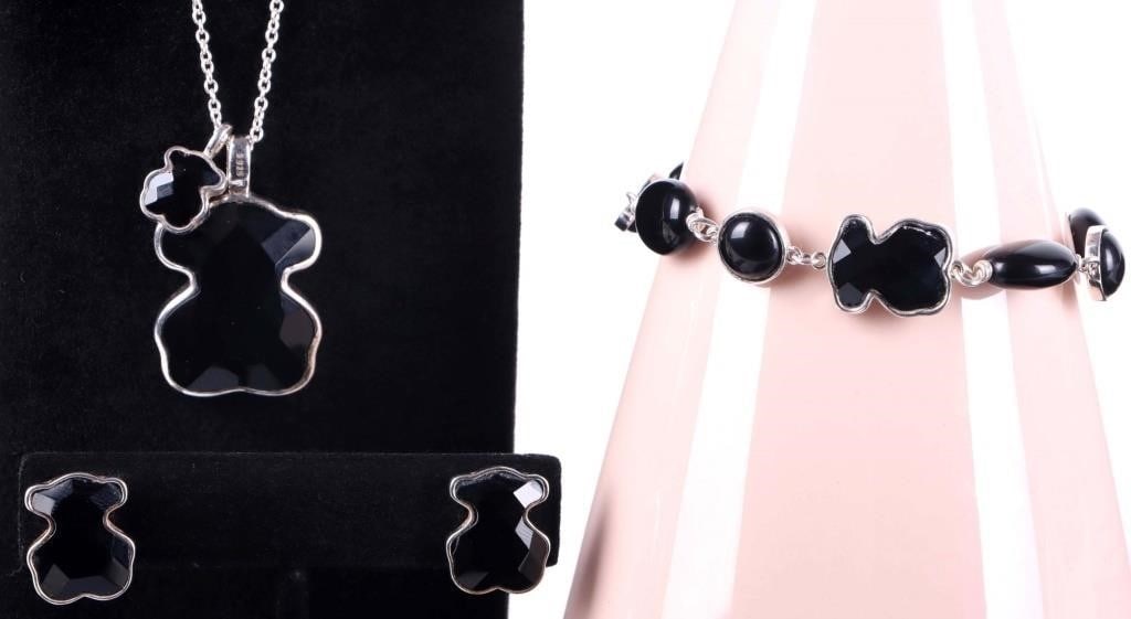 DESIGNER TOUS BLACK ONYX STERLING SILVER SET (1 of 6)