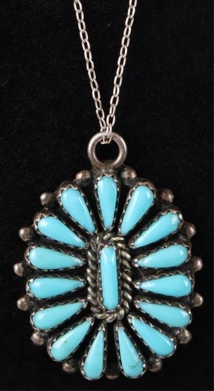 FL BEGAY NAVAJO STERLING TURQUOISE NECKLACE (1 of 3)