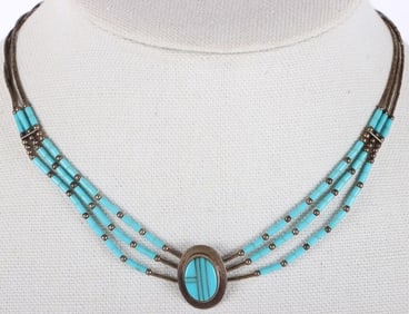 SOUTHWEST STERLING SILVER TURQUOISE NECKLACE
