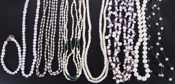 LADIES PEARL NECKLACES MEGA-LOT BAROQUE TAHITIAN