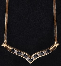 SAPPHIRE & DIAMOND 14K YELLOW GOLD NECKLACE