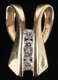 14K YELLOW GOLD NATURAL DIAMOND RIBBON PENDANT
