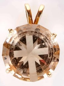 14K YELLOW GOLD QUARTZ LADIES PENDANT