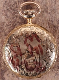 14K ANTIQUE ELGIN POCKET WATCH FUNCTIONAL