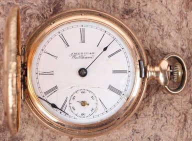 14K YELLOW GOLD WALTHAM POCKET WATCH ORNATE CASE
