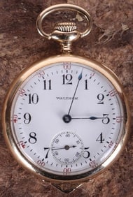 14K YELLOW GOLD WALTHAM POCKET WATCH 15 JEWELS