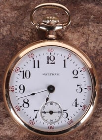 14K YELLOW GOLD WALTHAM POCKET WATCH FUNCTIONAL