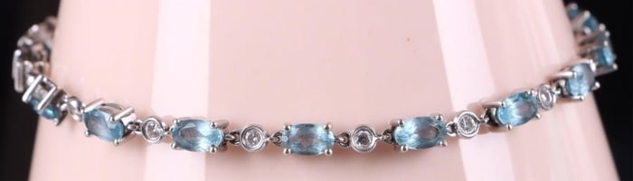 TOPAZ & DIAMOND STERLING SILVER LADIES BRACELET
