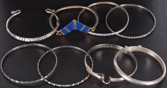 STERLING SILVER LADIES BRACELETS LOT OF EIGHT