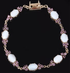 14K YELLOW GOLD LADIES BRACELET W/ ROSE TOPAZ OPAL