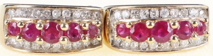 .48CTW 14K YELLOW GOLD EARRINGS W/ TOPAZ & DIAMOND