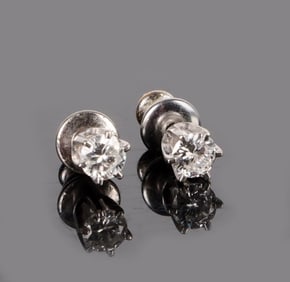0.50CTW DIAMOND 14K WHITE GOLD STUD EARRINGS