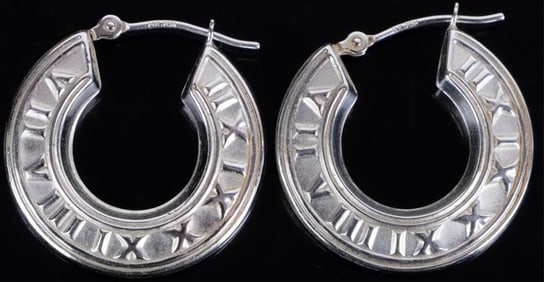 14K WHITE GOLD NUMERIC HOOP LADIES EARRINGS