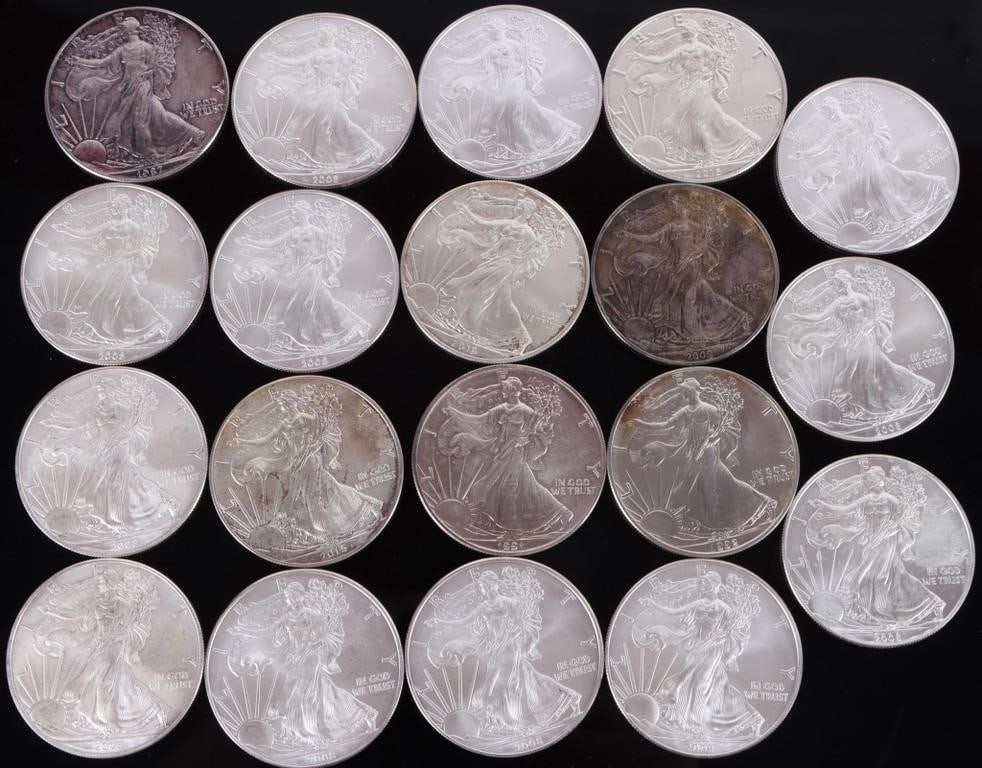 FINE SILVER EAGLE BULLION COINS 1987-2024 - (19) (1 of 6)