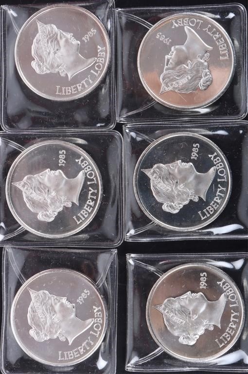 1 OZT FINE SILVER 1985 LIBERTY LOBBY PF ROUNDS-(6) (1 of 2)