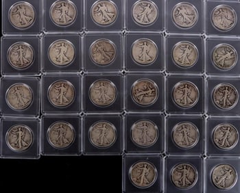 ASSORTED WALKING LIBERTY HALF DOLLARS - (27)