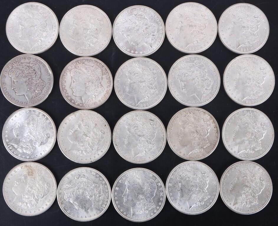 ROLL OF 20 ASSORTED 90% SILVER MORGAN DOLLARS (1 of 4)
