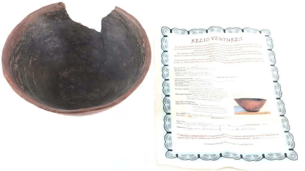 GENUINE PREHISTORIC HOHOKAM BOWL W/ CERTIFICATE (1 of 6)