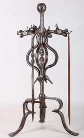 ART NOVEAU WROUGHT IRON DRAGON FIREPLACE STAND
