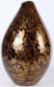 TONY EVANS MURANO GLASS VASE BLACK AND GOLD