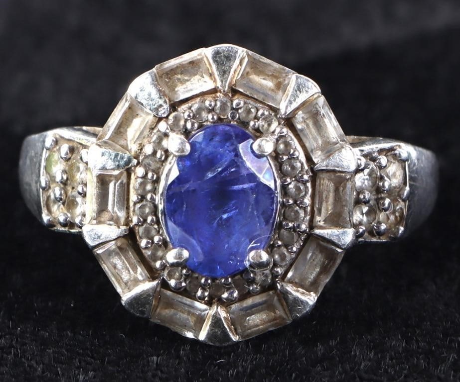 STERLING SILVER TANZANITE TOPAZ LADIES RING (1 of 4)