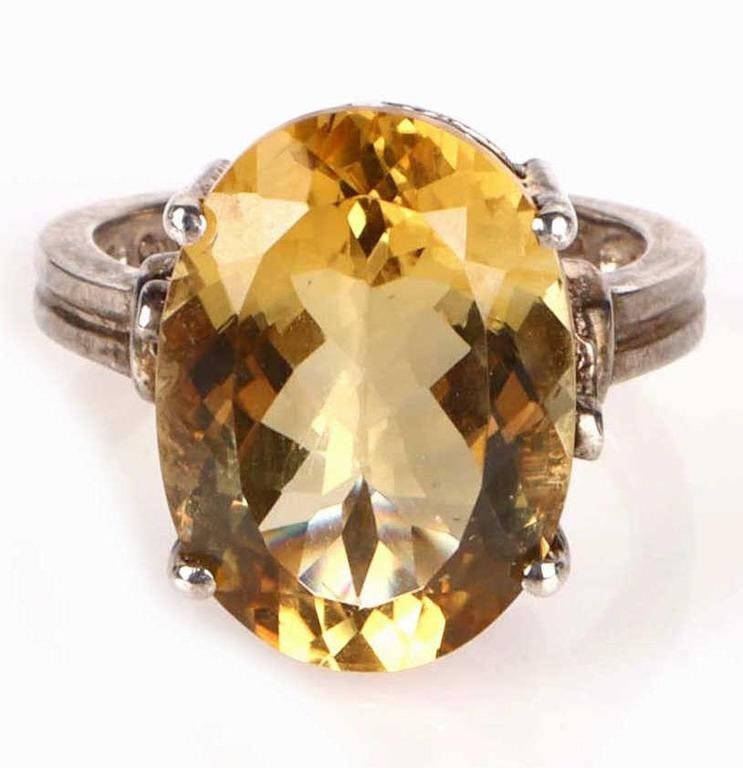 ~8.0CT OVAL CITRINE STERLING SILVER LADIES RING (1 of 2)