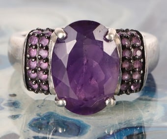 STERLING SILVER AMETHYST LADIES RING