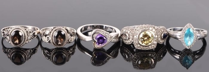 STERLING SILVER LADIES GEMSTONE LADIES RINGS - (5)