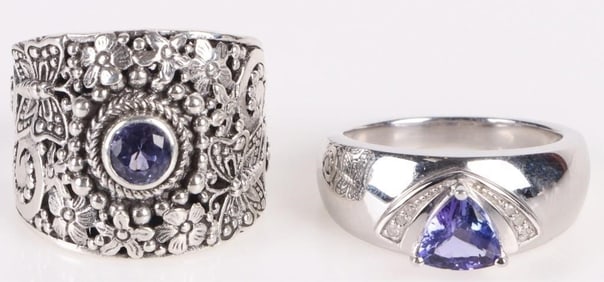 STERLING SILVER ORNATE PURPLE GEMSTONE RINGS