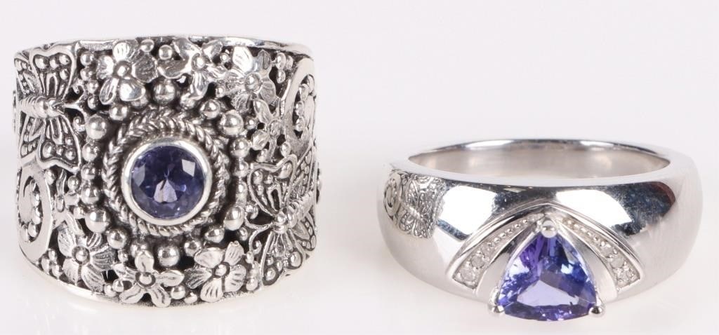 STERLING SILVER ORNATE PURPLE GEMSTONE RINGS (1 of 5)