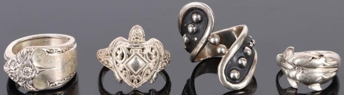 STERLING SILVER LADIES RINGS LOT OF 4