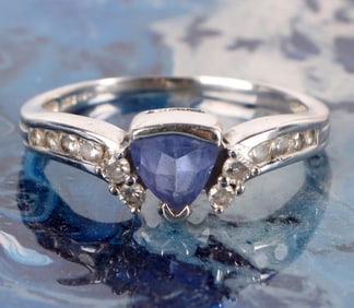 14K WHITE GOLD DIAMOND CZ LADIES RING