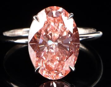 4.07CT FANCY VIVID PINK LAB DIA 18K GOLD RING IGI