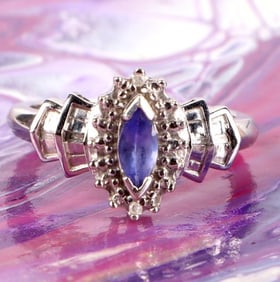 10K WHITE GOLD DIAMOND & CZ LADIES RING