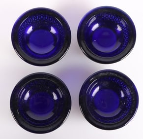 WEBSTER STERLING COBALT BLUE SALT DISHES (4)